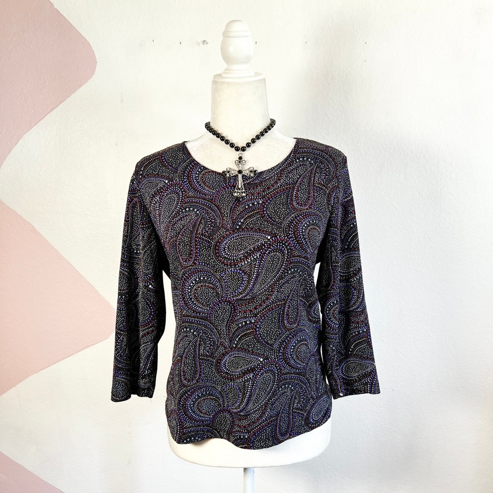 Vintage Y2k Paisley Top Sz Large 2000s 90s Witchy Whimsigoth Goth